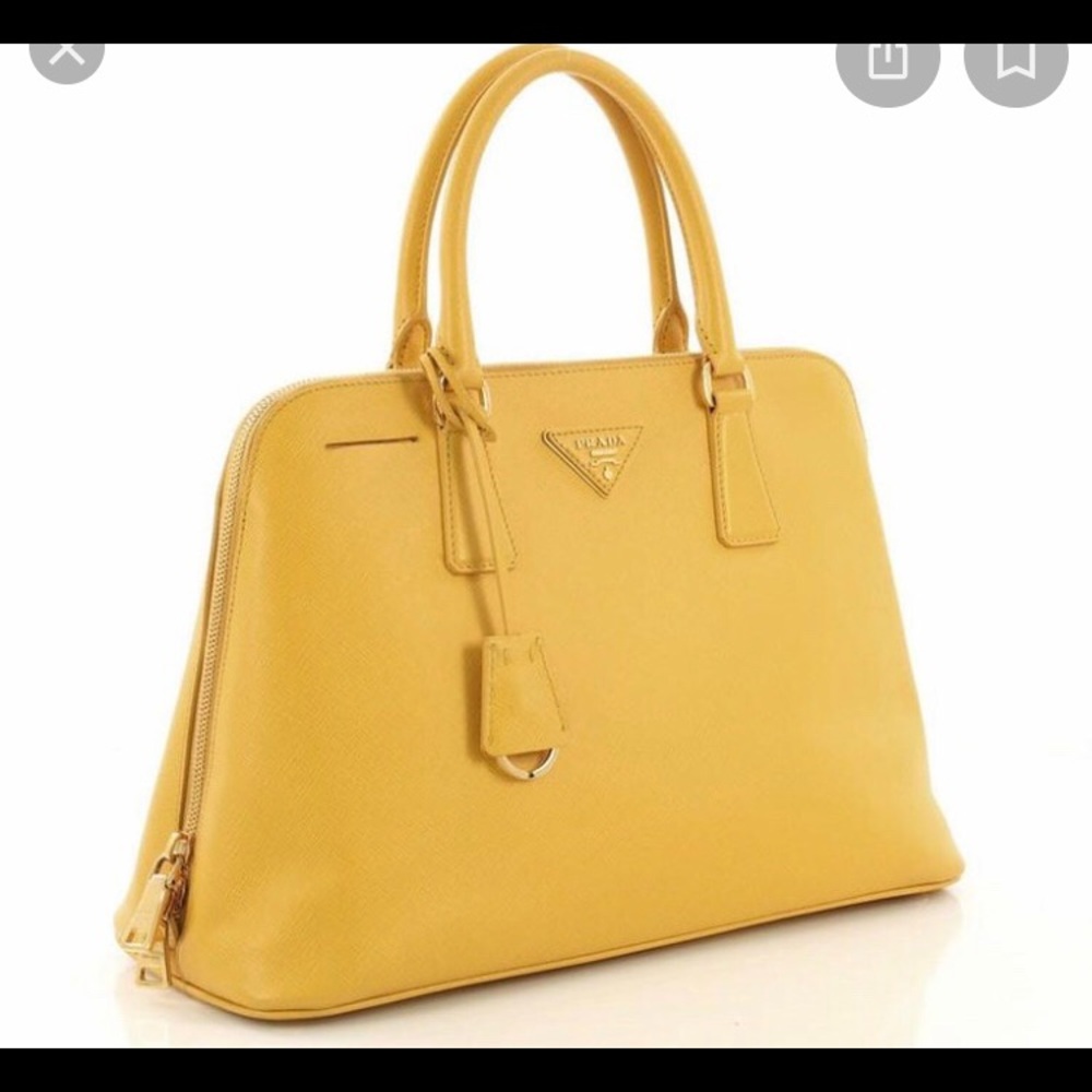 Authentic Yellow Prada Saffino leather bag large